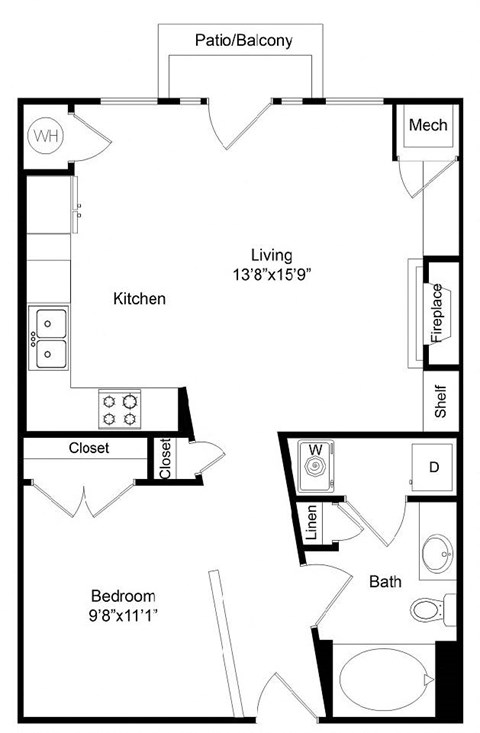 a floor plan of a small house with a bedroom and a living room
